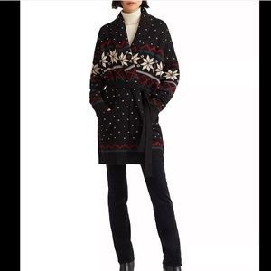- Lauren Ralph Lauren Black Wool Snowflake Cardigan ,2X plus